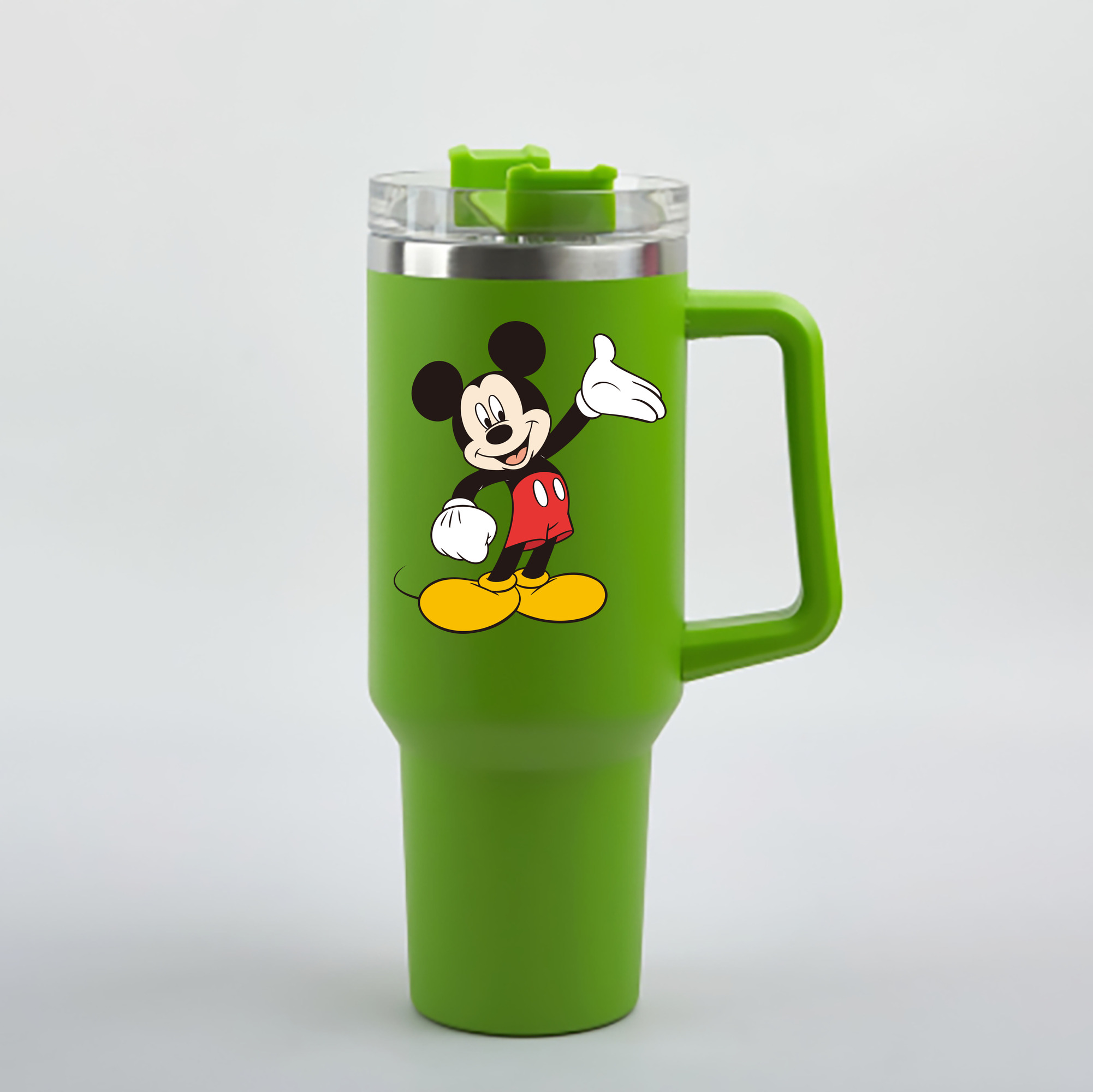 （画像用） ミッキーマウス Mickey Mouse 1200mL車用タンブラー - クリスタルステッカー（プラスチックストロー付き）